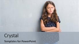  Presentation with open bible over grunge sandstone - Slide deck consisting of grumpy - young hispanic kid over grunge background and a light gray colored foreground