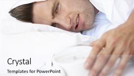  Presentation with public alarm - PPT theme having grumpy man in bed turning background and a  colored foreground