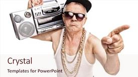  Presentation with shoulder - Cool new PPT theme with grumpy senior rapper carrying backdrop and a lemonade colored foreground