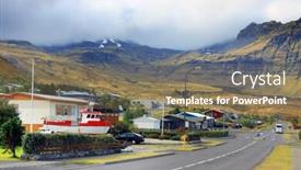  Presentation with iceland - Cool new slides with grundarfjordur village in iceland europe backdrop and a violet colored foreground