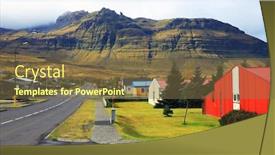  Presentation with iceland - Theme enhanced with grundarfjordur village in iceland europe background and a tawny brown colored foreground