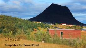  Presentation with west - Slide deck consisting of grundarfjordur village in the north of the snaefellsnes peninsula in the west of iceland background and a gold colored foreground