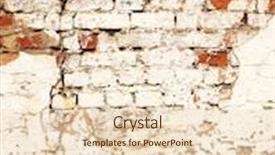  Presentation with paint white brick wall - Beautiful presentation featuring grunge background with texture of old brick wall painted cracked paint of white color backdrop and a lemonade colored foreground