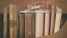  Presentation with books - Theme featuring grunge bookshelf with old books background and a tawny brown colored foreground