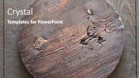  Presentation with round table - PPT layouts with grunge-empty-round-wooden-plate background and a gray colored foreground