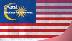 Presentation with malaysia flag - Slide deck consisting of grunge flag of malaysia background and a ocean colored foreground