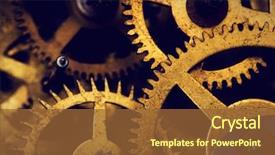  Presentation with gear wheels - Cool new PPT theme with grunge gear cog wheels background backdrop and a tawny brown colored foreground