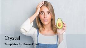  Presentation with shame - PPT theme enhanced with grunge grey wall eating avocado background and a light blue colored foreground