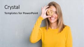  Presentation with chocolate chip - Presentation having grunge grey wall eating chocolate background and a light gray colored foreground