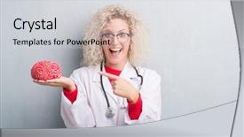  Presentation with doctor and brain - Amazing slide deck having grunge grey wall holding brain backdrop and a light gray colored foreground