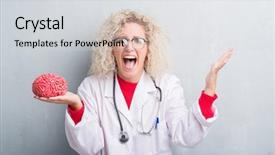  Presentation with doctor helps to get out of bed an elderly woman - PPT theme consisting of psychology winning - young blonde doctor woman background and a light gray colored foreground