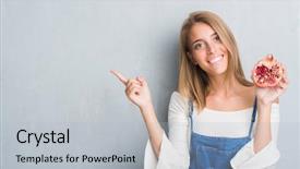  Presentation with pomegranate - Theme consisting of grunge grey wall holding pomegranate background and a light blue colored foreground