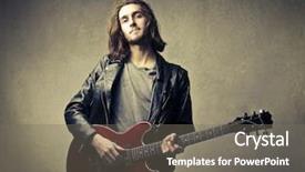  Presentation with guitar - Presentation design enhanced with grunge music - young man playing the guitar background and a gray colored foreground
