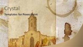  Presentation with church - Audience pleasing theme consisting of grunge-paper-background-with-coffee backdrop and a soft green colored foreground