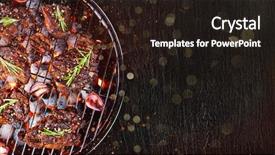  Presentation with grill - Slide deck featuring grunge party - barbecue garden grill with beef background and a wine colored foreground
