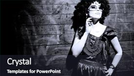  Presentation with party - PPT theme enhanced with grunge party - portrait of a brunette girl background and a wine colored foreground