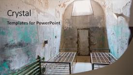  Presentation with prison - Colorful slide deck enhanced with grunge prison cell with sunlight backdrop and a mint green colored foreground