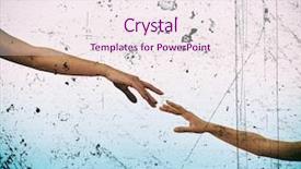  Presentation with hands reaching up - Presentation design consisting of grunge style image of hands background and a  colored foreground