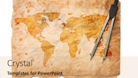  Presentation with old map - PPT theme featuring grunge-style-old-map background and a coral colored foreground
