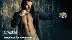  Presentation with wall street stocks - Colorful presentation theme enhanced with grunge wall boxer street fighter backdrop and a wine colored foreground