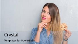  Presentation with chocolate chip - PPT theme featuring grunge wall eating chocolate chip background and a  colored foreground