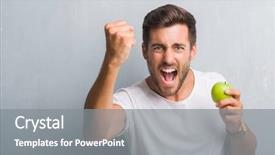  Presentation with young grey maine coon cat - PPT theme having grunge wall eating green apple background and a gray colored foreground