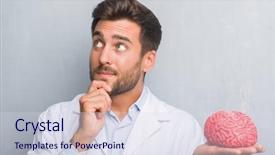  Presentation with thinking brain - Cool new presentation theme with grunge wall holding a brain backdrop and a sky blue colored foreground