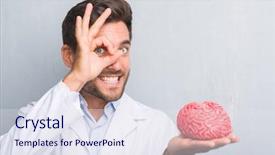  Presentation with brain eye - PPT layouts consisting of holding a brain with happy background and a sky blue colored foreground