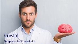  Presentation with brain thinking - Slide set featuring grunge wall holding a brain background and a sky blue colored foreground