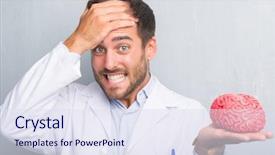  Presentation with psychology holding a brain - Theme having grunge wall holding a brain background and a sky blue colored foreground