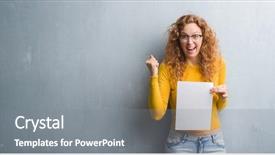  Presentation with woman praying over bible - Theme with grunge wall holding blank paper background and a gray colored foreground