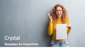  Presentation with holding hands - Colorful theme enhanced with grunge wall holding blank paper backdrop and a gray colored foreground