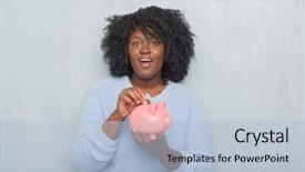  Presentation with african american talent show - Slide deck with grunge wall holding piggy bank background and a light blue colored foreground