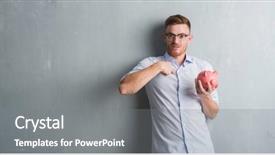 Presentation with piggy bank - Presentation design with grunge wall holding piggy bank background and a  colored foreground
