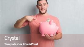  Presentation with bank merger - Amazing PPT layouts having grunge wall holding piggy bank backdrop and a red colored foreground