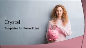  Presentation with piggy bank - Amazing slides having grunge wall holding piggy bank backdrop and a light gray colored foreground