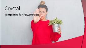  Presentation with hand holding plant - Theme enhanced with grunge wall holding plant plot background and a  colored foreground