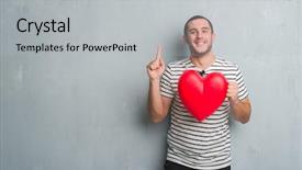  Presentation with one heart one dream - PPT theme having grunge wall holding red heart background and a light gray colored foreground