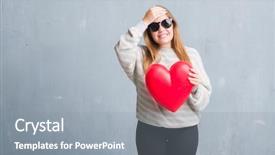  Presentation with red grey - Colorful slides enhanced with grunge wall holding red heart backdrop and a gray colored foreground