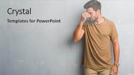  Presentation with young grey maine coon cat - Audience pleasing PPT theme consisting of grunge wall tired rubbing nose backdrop and a light gray colored foreground