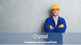  Presentation with grey - Presentation theme having grunge wall wearing contractor uniform background and a teal colored foreground