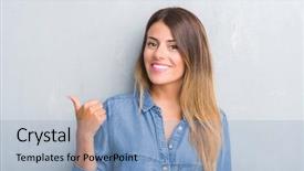  Presentation with woman praying over bible - Colorful presentation enhanced with grunge wall wearing denim outfit backdrop and a light blue colored foreground