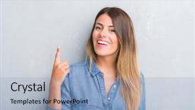  Presentation with young grey maine coon cat - Slide deck with grunge wall wearing denim outfit background and a  colored foreground