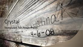  Presentation with writing - PPT theme featuring grunge-wood-with-carved-writing background and a light gray colored foreground