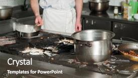  Presentation with restaurant kitchen - Slide deck enhanced with grungy and dirty restaurant industrial background and a dark gray colored foreground