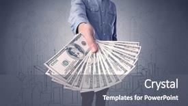  Presentation with bills - Theme enhanced with grungy drawings of a city background and a  colored foreground