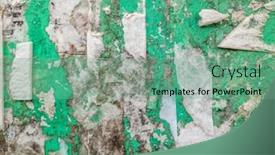  Presentation with wall - Cool new PPT theme with grungy-green-billboard-wall backdrop and a seafoam green colored foreground