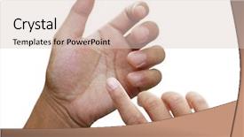  Presentation with hold hand - PPT theme featuring gsm - hand of a caucasian female background and a lemonade colored foreground