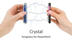  Presentation with gsm - Slides having gsm - hands and connected mobile phones background and a white colored foreground