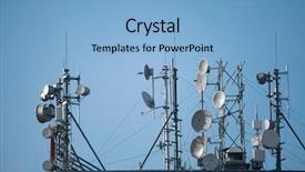  Presentation with tall building - Presentation theme enhanced with gsm - many antennas on the roof background and a light blue colored foreground